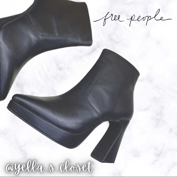 Rare FP✌🏽FREE PEOPLE | Flared Block Heel Black Platform Boots BNIB!! - Picture 3 of 9